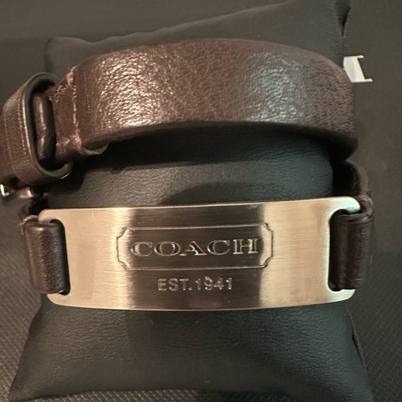 Coach Brown Leather Bracelet with Silver Plate - Picture 1 of 4